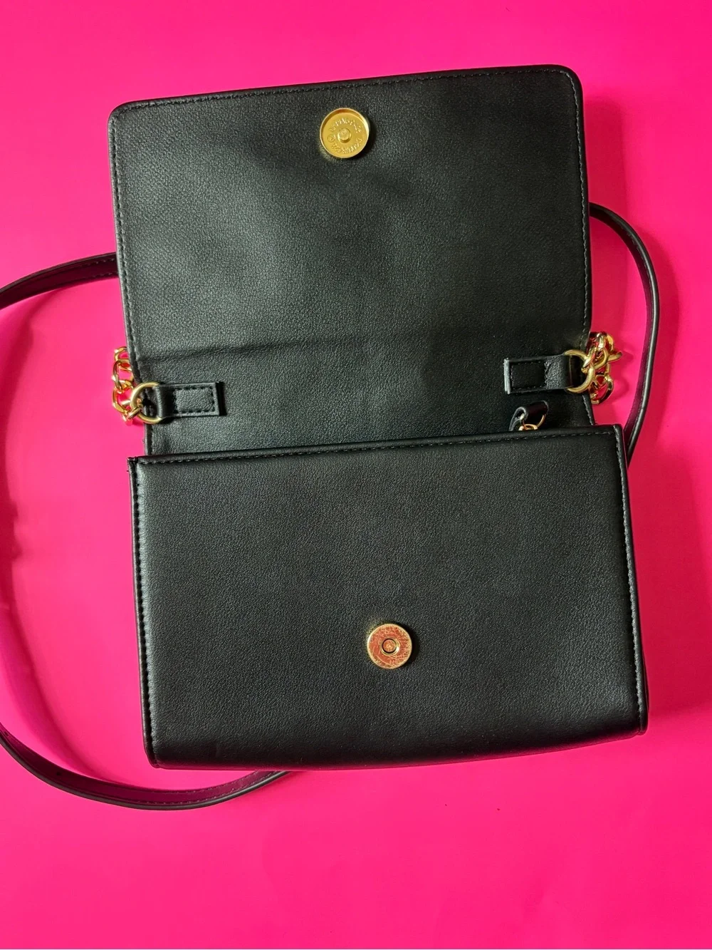 Betsey Johnson Black Embellished Crossbody Bag with Gold Chain Strap